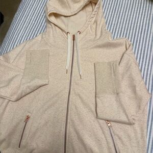 Athleta Cream Zip-Up Hoodie Jacket